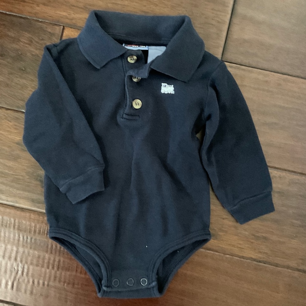 Navy Polo Style Onesie 9 mos.